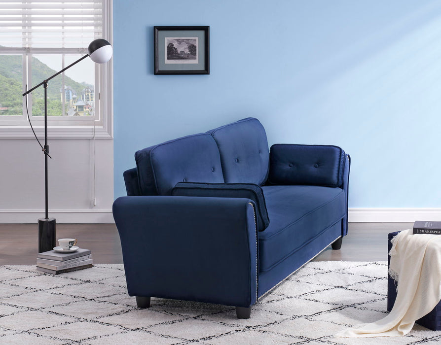 Sofa Armrest With Two Pillows - Blue