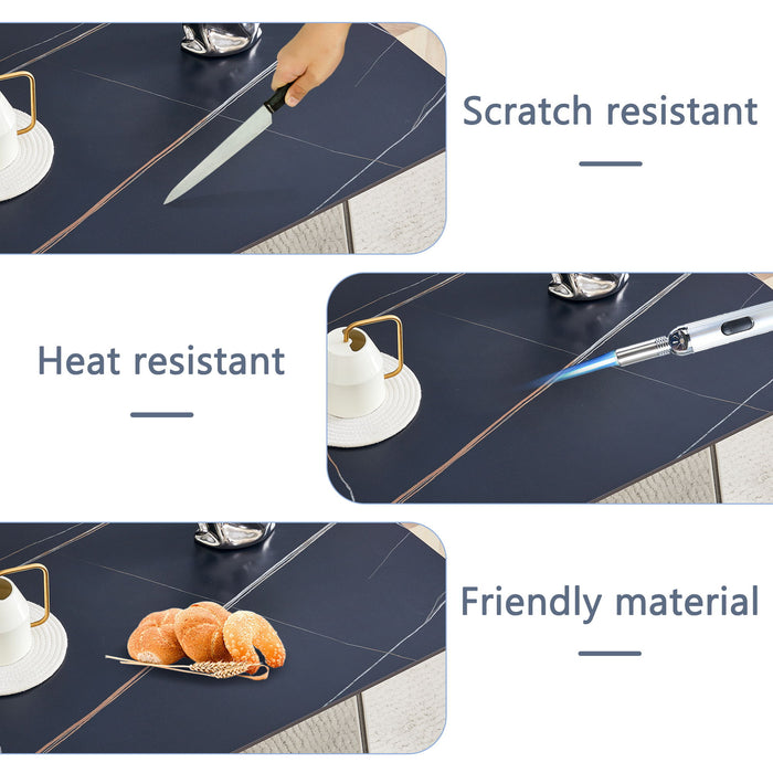 Modern Marble Patterned Dining Table With Stainless Steel Butterfly Legs