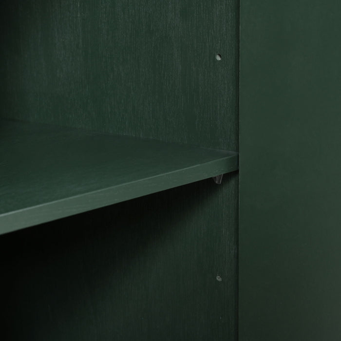 Modern Wood Sideboard Cabinet With Carved Door Panels, Adjustable Shelves, And Sturdy Metal Legs