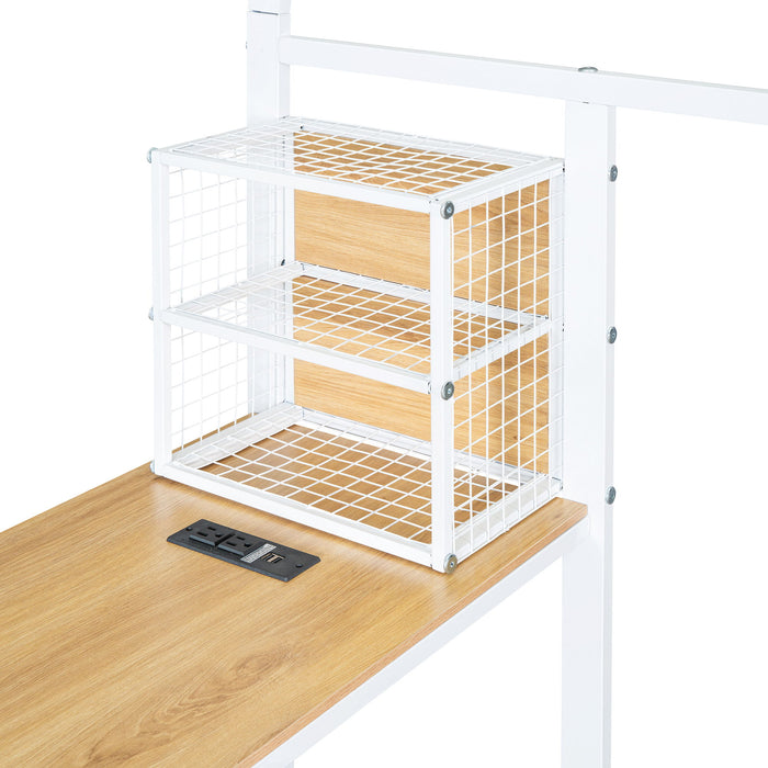 House Frame With Desk, Shelves, Power Outlets And USB Ports