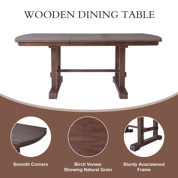 6 Piece Extendable Dining Table Set, Wood Table With Removable Leaf, 4 Upholstered Chairs And Bench - Cherry
