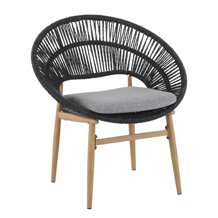 Cyril - Outdoor Patio 7 Piece Dining Set With Wicker Chairs And Table - Dark Gray / Teak