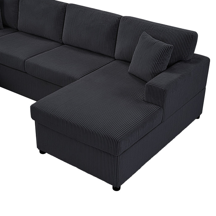 Oversized Sectional U-Shaped Sofa With Chaise Lounge And Three Soft Throw Pillows