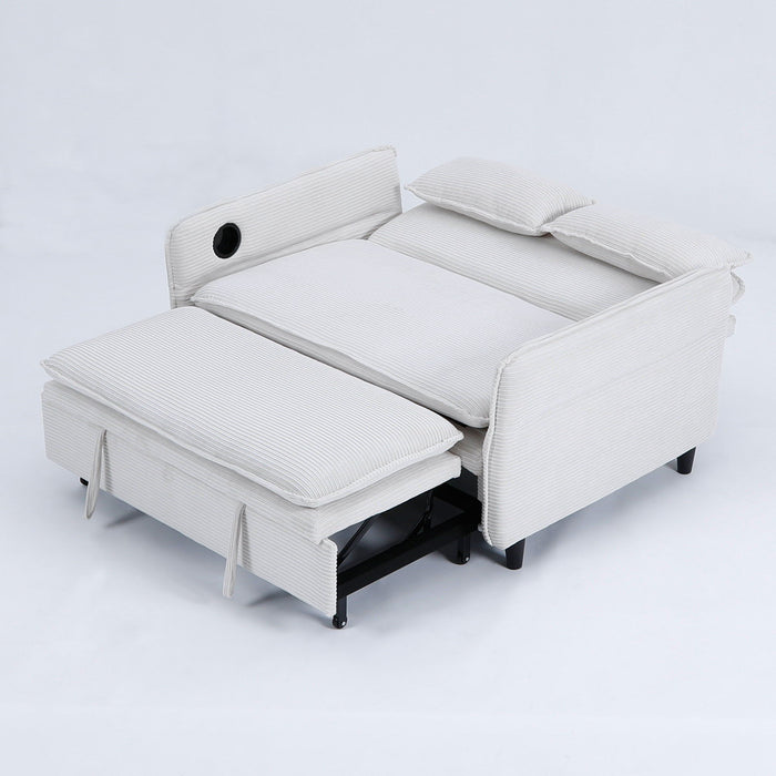 Modern Fabric Multi-Functional Sofa Bed With Adjustable Armrests And Backrests