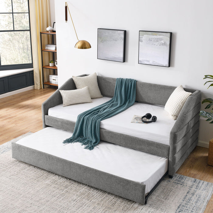Elegant Daybed With Trundle Upholstered Tufted Sofa Bed