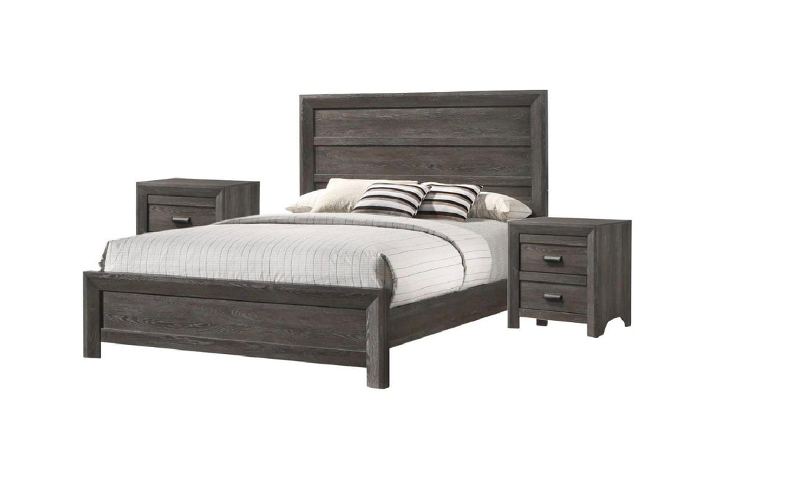 Rustic Wooden Bedroom Furniture Full Size Panel Bed Gray Brown Finish Contemporary Style