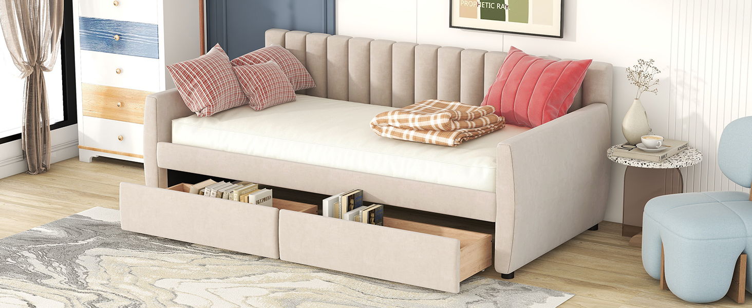 Upholstered Daybed With Slat Support