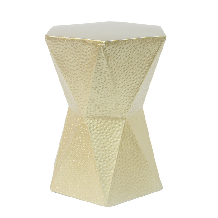 Modern Hexagon Side Table With Knockout Pit Texture - Gold
