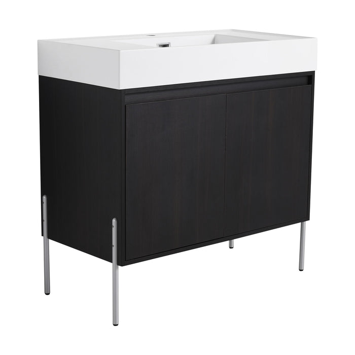 Freestanding Bathroom Vanity With Resin Sink And Storage Cabinet