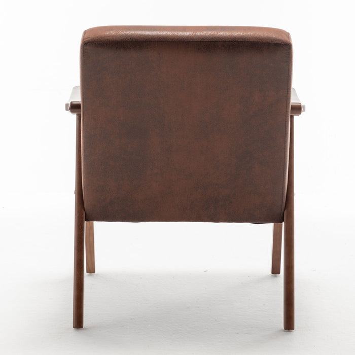 Mid Century Modern Accent Chair With Solid Wood Frame And Extra Thick Backrest