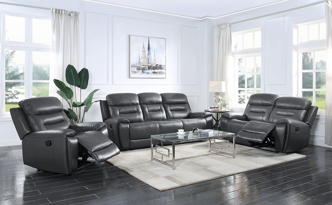 Lamruil - Motion Loveseat - Gray Top Grain Leather