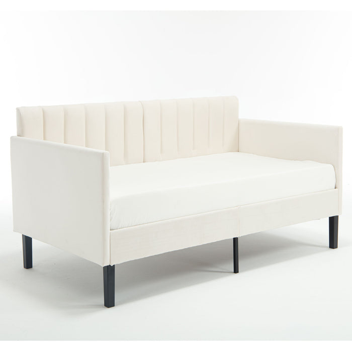 Elena - Boucle Upholstered Daybed, Ribbed Tufted Backrest