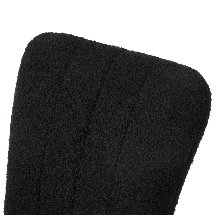 Modern Teddy Wool Dining Chair With Plated Metal Legs Upholstered Fabric Side Chair (Set of 4) - Black