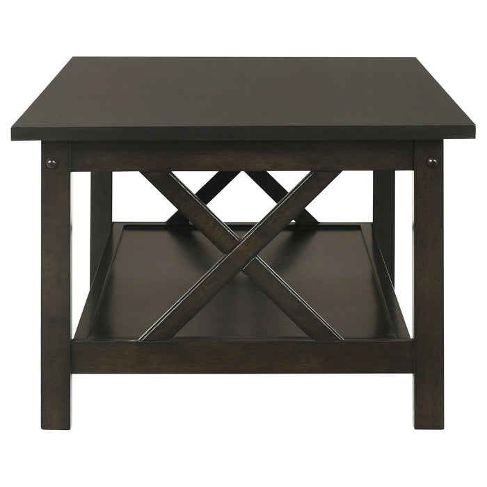 Rachelle 3-piece Rectangular Coffee Table Set Deep Merlot