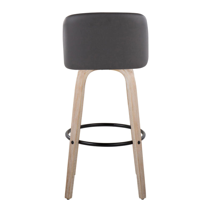 Toriano - Fixed Height Contemporary Barstool With Swivel With Round Footrest (Set of 2)