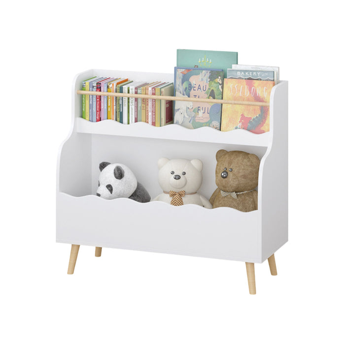 Kids Bookcase, Children Book Organizer Toy Storage Cabinet - White