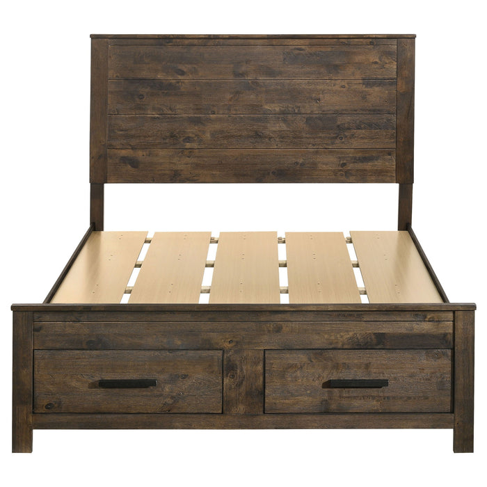 Woodmont Wood Queen Storage Panel Bed Rustic Golden Brown