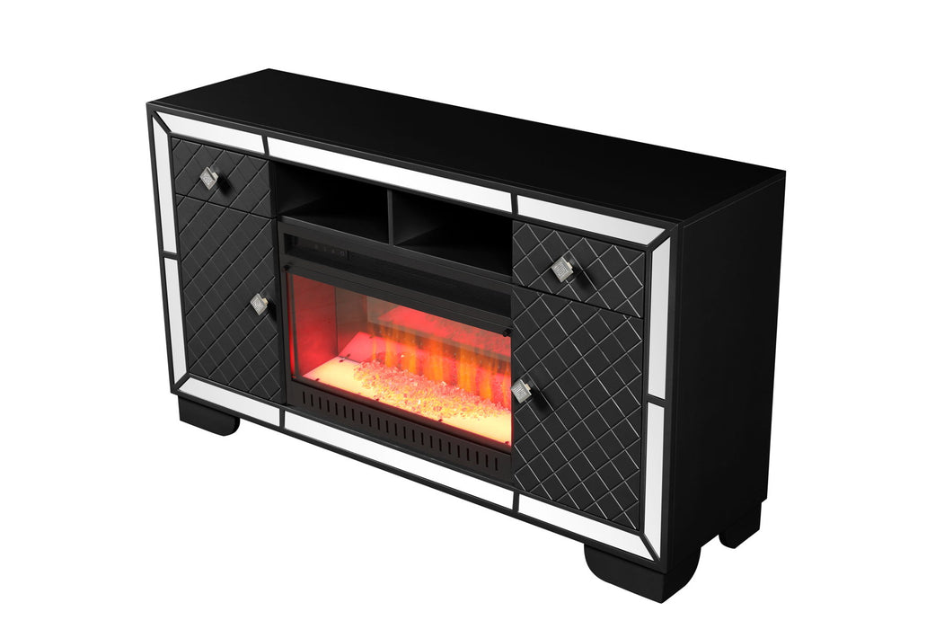 Madison TV Stand With Electric Fireplace In Black