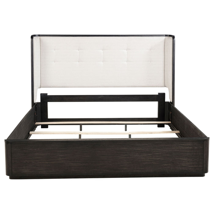 Leandro 55-inch Eastern King Wingback Bed Burnished Black