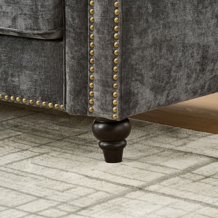 Modern 3 And 2 Seater Sofa With Rolled Arms, Tufted Upholstered Couch