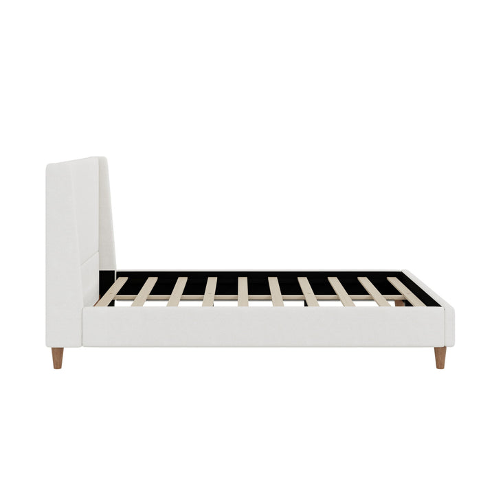 Upholstered Modern Platform Bed With Wingback Headboard