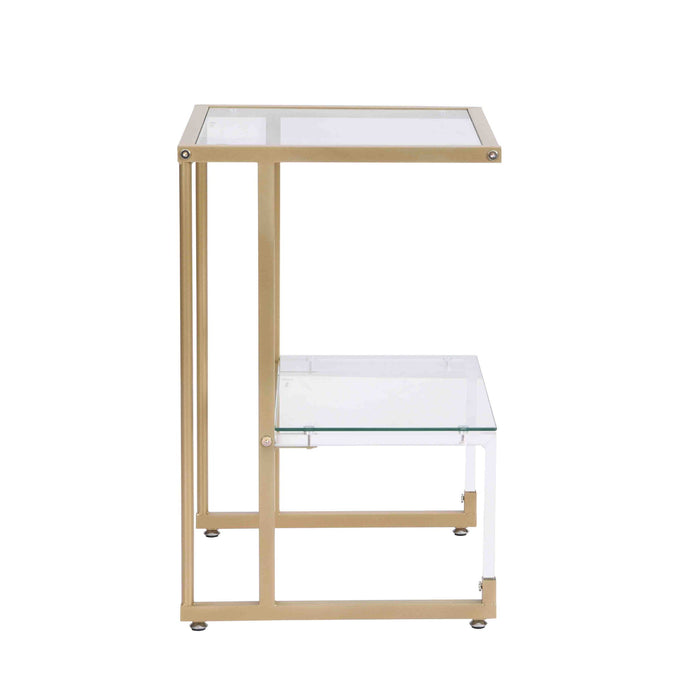 2 Tier Acrylic Glass End Table For Living Room