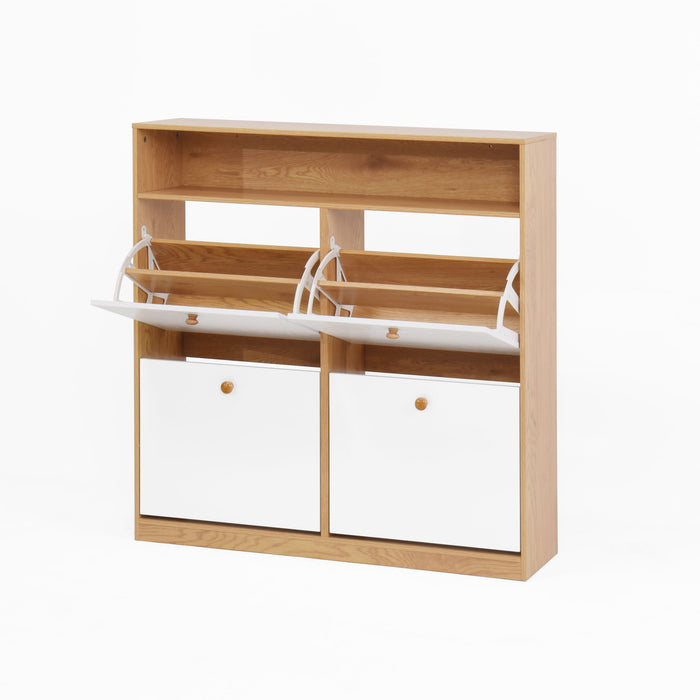Modern Freestanding Shoe Storage Cabinet With 4 Flip Drawers