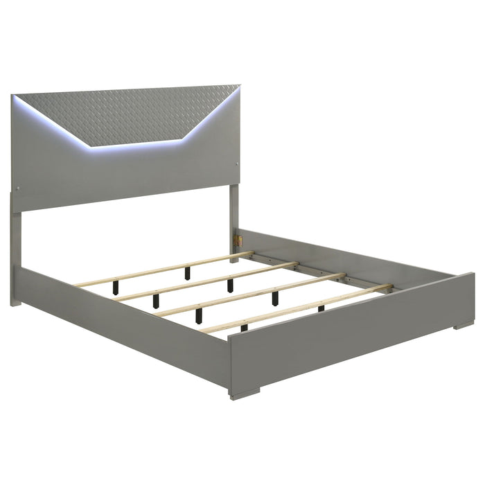 Ives 4-piece Eastern King Bedroom Set Grey High Gloss