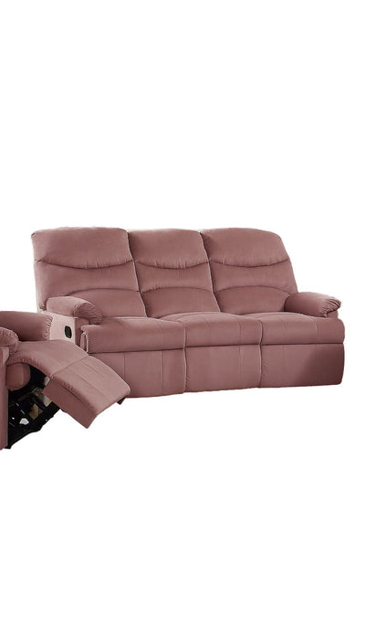 Luxurious Velvet Blush Pink Color 3 Seater Manual Recliner Sofa Couch Manual Motion Plush Armrest Living Room Furniture Sofa Couch
