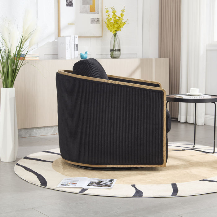 Corduroy Barrel Chair, 360 Degree Swivel