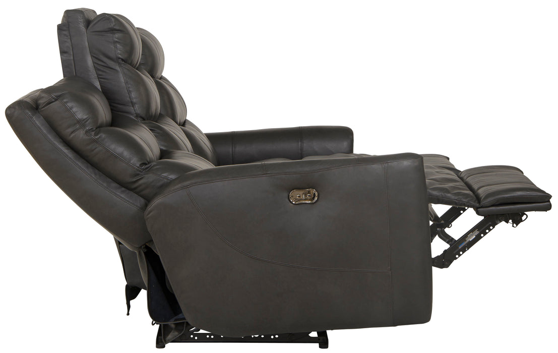 Bosa - Leather Power Reclining Sofa - Charcoal