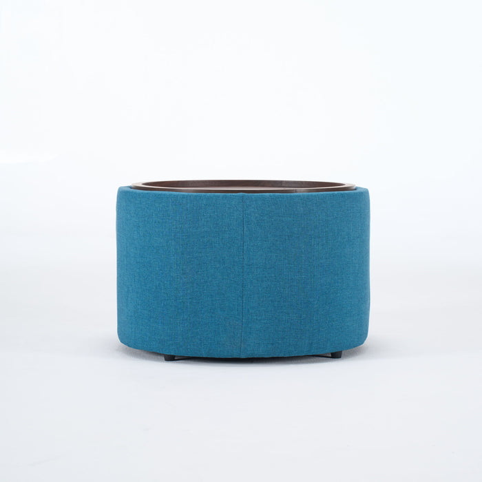 Nesting Ottomans, Round Coffee Table & Bench With Tray (Set of 2)