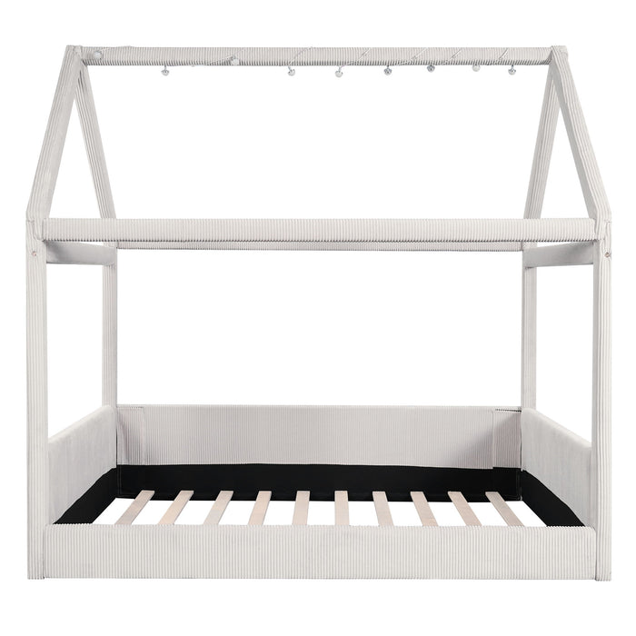 Upholstered House Style Daybed With LED Light Strips