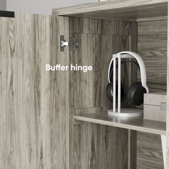 Modern Style Buffet Cabinet, Sideboard Buffet Cabinet With Storage, Storage Cabinet With 4 Diamond Shaped Relief Doors For Living Room, Dining Room, Entryway, Hallway, Kitchen - Gray - Gray