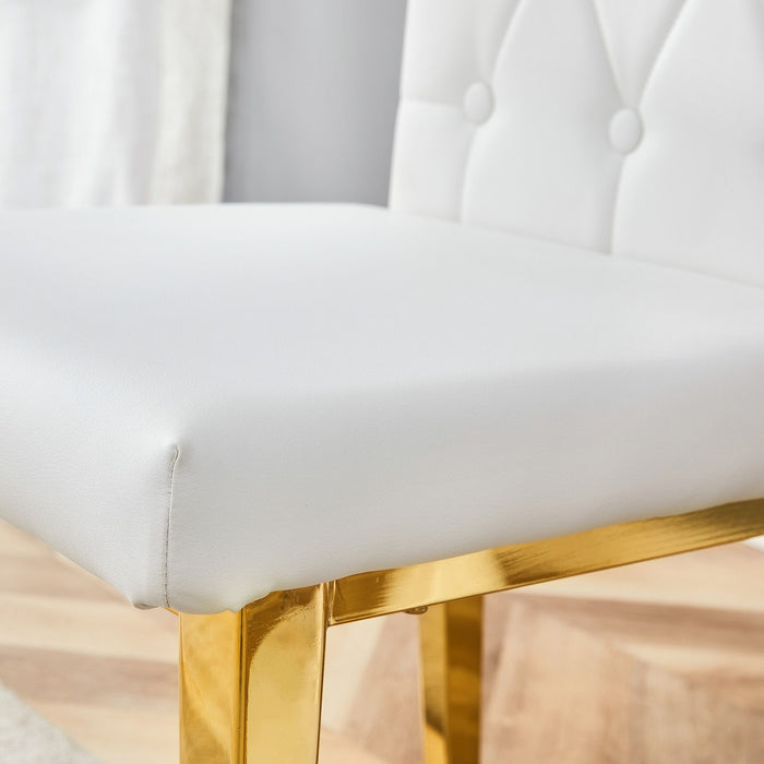 Vintage Style Armless Dining Chairs Set With Grid And Buckle Design