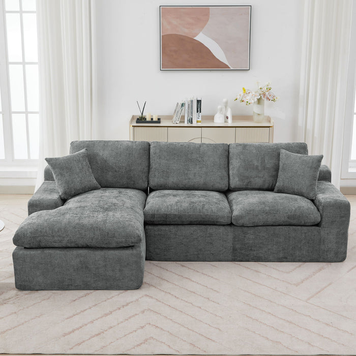 Cloud Sectional Sofa With Double Layer Cushion And Side Pockets, Free-Combined