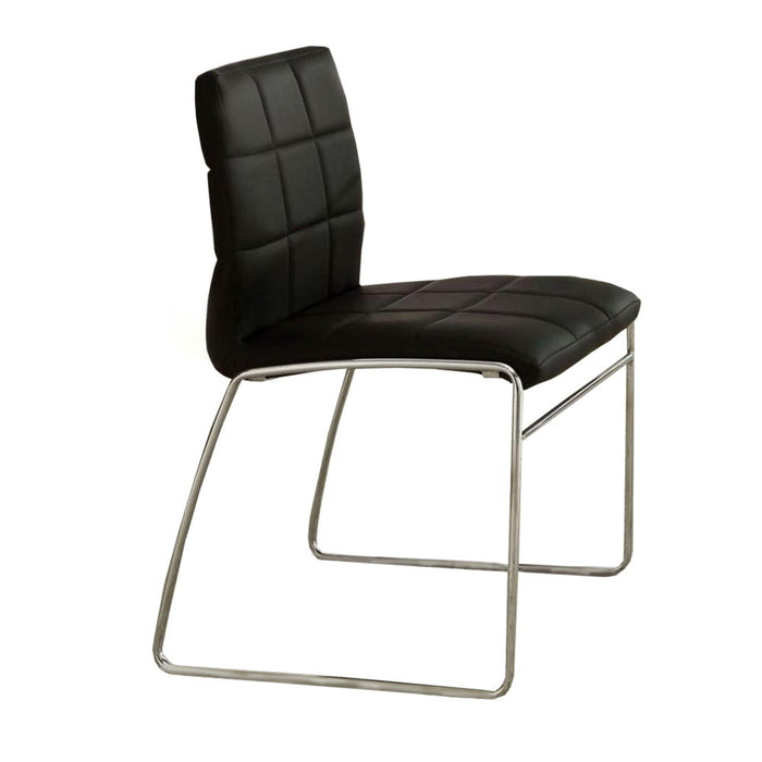 (Set of 2) Leatherette Upholstered Side Chairs In Black And Chrome