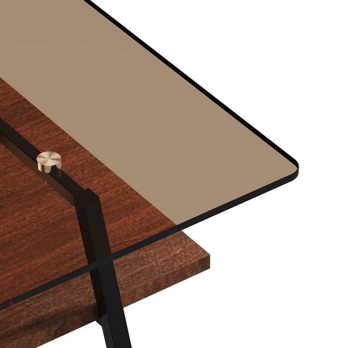 Rectangle Coffee Table, Tempered Glass Tabletop Modern Table For Living Room