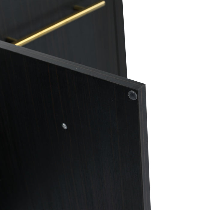 Contemporary 48" Wall Mounted Bathroom Vanity With Resin Sink And Soft Closing Doors And Line - Black Chestnut