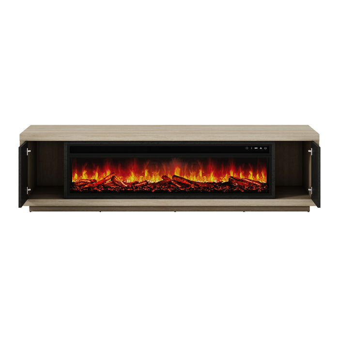 Fireplace TV Stand - Beige / Black
