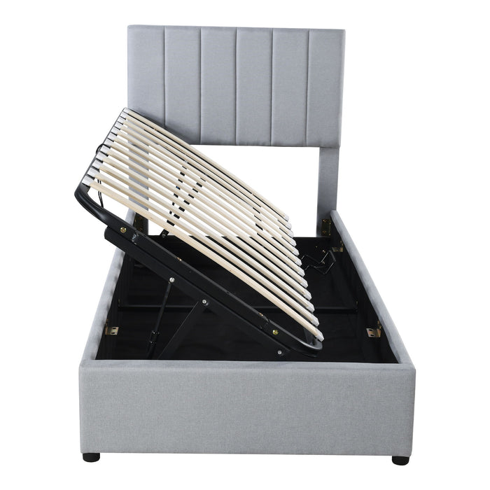 Upholstered Platform Bed With A Hydraulic Storage System