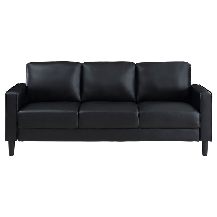 Ruth 3-piece Upholstered Track Arm Sofa Set Black