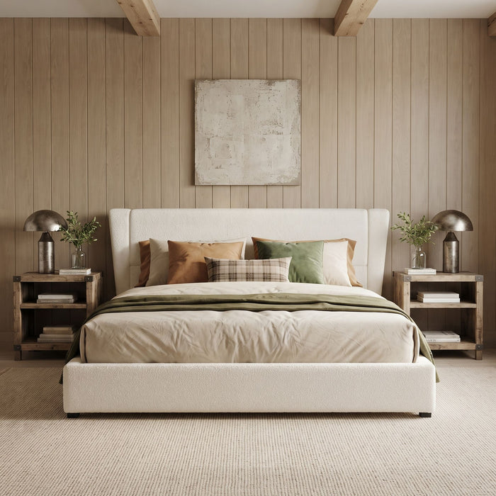 Upholstered Wingback Platform Bed Frame, No Box Spring Needed