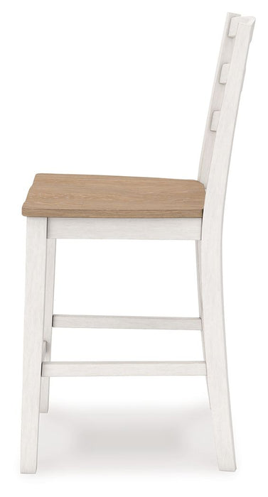 Purlaney - Barstool (Set of 2) - Antique White / Natural