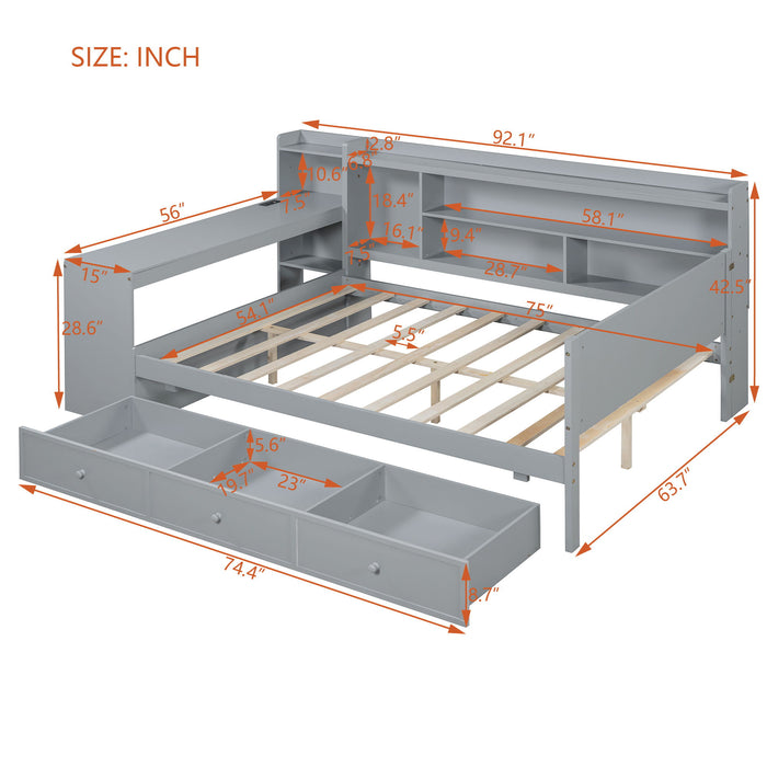Daybed With 3 Drawers USB Ports And Desk