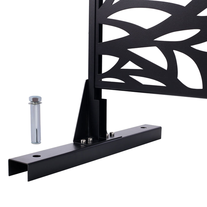 Outdoor & Indoor Privacy Screen Metal Privacy Screen, Freestanding Decorative Privacy Screen For Deck Balcony Patio - Black