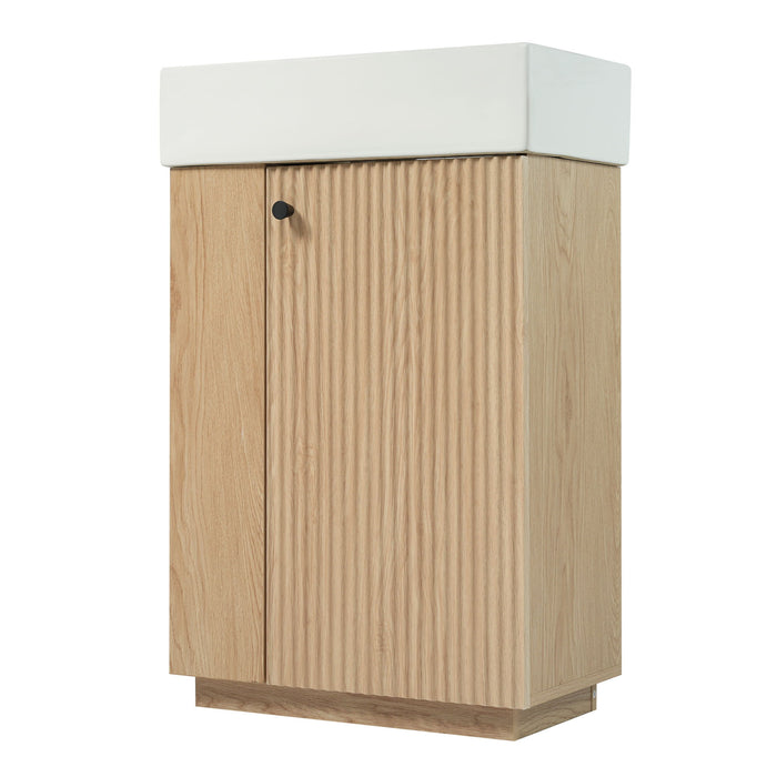 Bathroom Vanity With Sink, Freestanding Wood Grain Cabinet With Storage