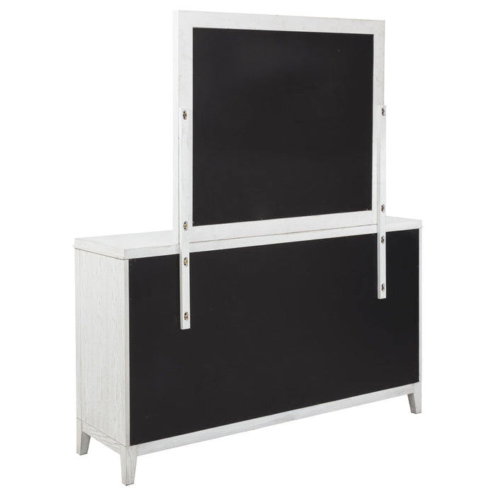 Marielle 6-drawer Dresser with Mirror Distressed White