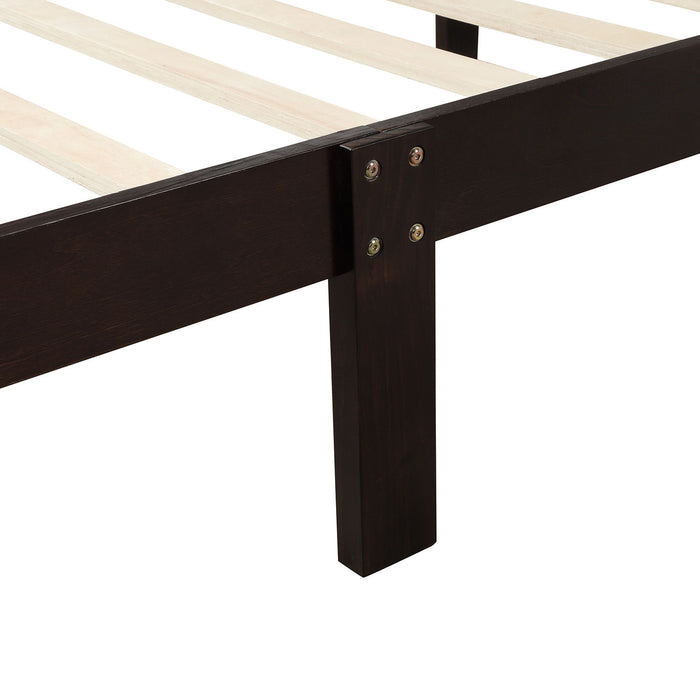 Platform Bed, Mattress Foundation Sleigh Bed With Headboard, Footboard, Slat Support