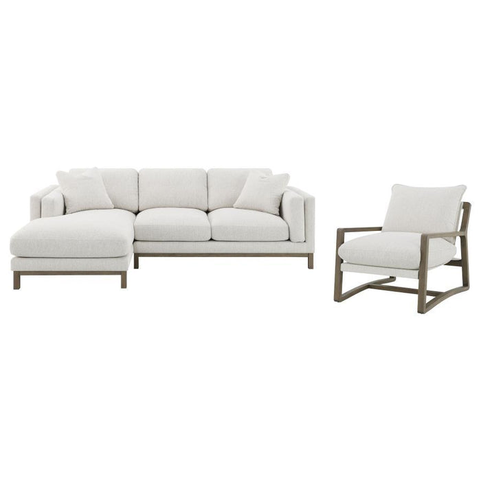 Geneva - Boucle Upholstered Sectional Chaise Sofa - Sand
